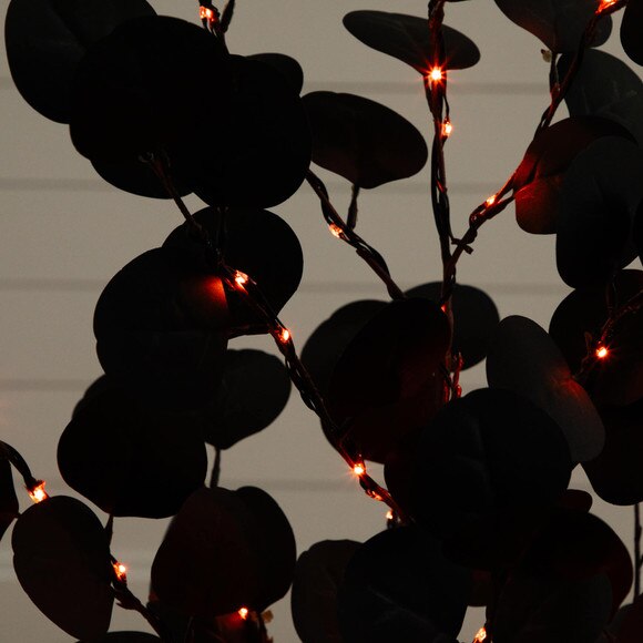 3-ft Pre-Lit Artificial Halloween Black Eucalyptus Tree with 80 Orange Purple LED Lights - SKU #T5220 - 6