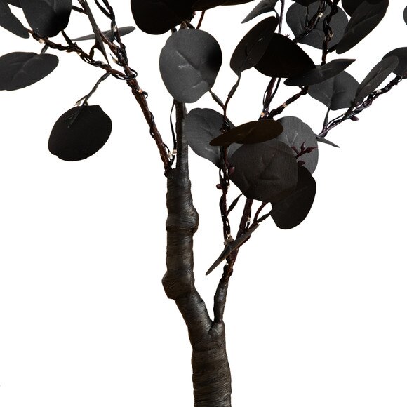 3-ft Pre-Lit Artificial Halloween Black Eucalyptus Tree with 80 Orange Purple LED Lights - SKU #T5220 - 7