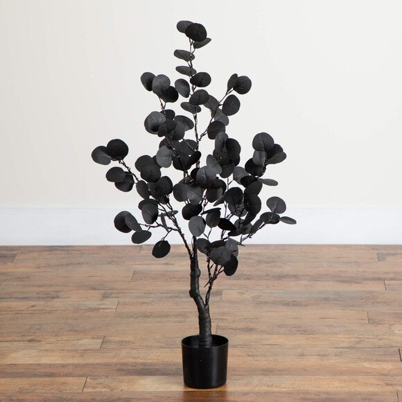 3-ft Pre-Lit Artificial Halloween Black Eucalyptus Tree with 80 Orange Purple LED Lights - SKU #T5220 - 13