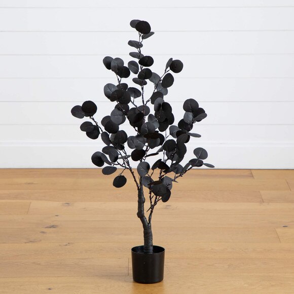 3-ft Pre-Lit Artificial Halloween Black Eucalyptus Tree with 80 Orange Purple LED Lights - SKU #T5220 - 16