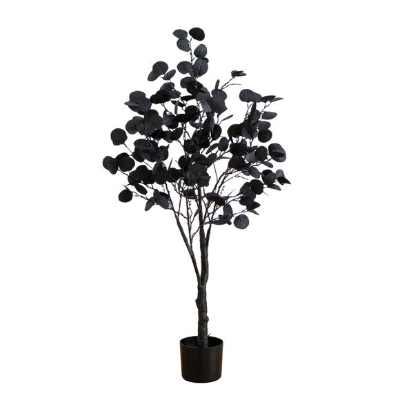 4-ft Pre-Lit Artificial Halloween Black Eucalyptus Tree with 160 Orange Purple LED Lights - SKU #T5221 - 2