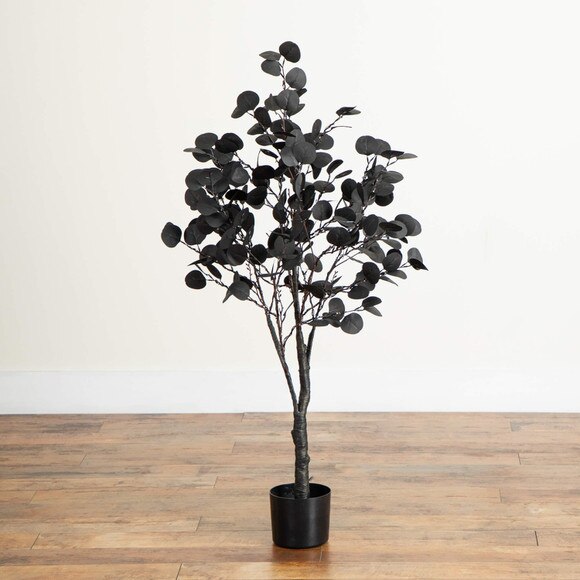 4-ft Pre-Lit Artificial Halloween Black Eucalyptus Tree with 160 Orange Purple LED Lights - SKU #T5221 - 13