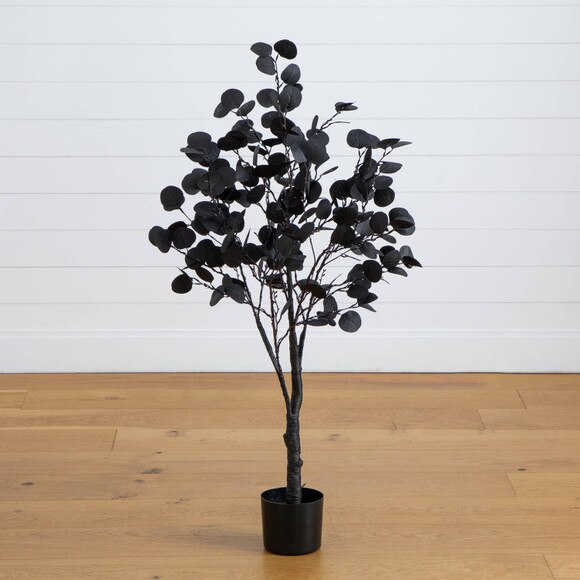 4-ft Pre-Lit Artificial Halloween Black Eucalyptus Tree with 160 Orange Purple LED Lights - SKU #T5221 - 15
