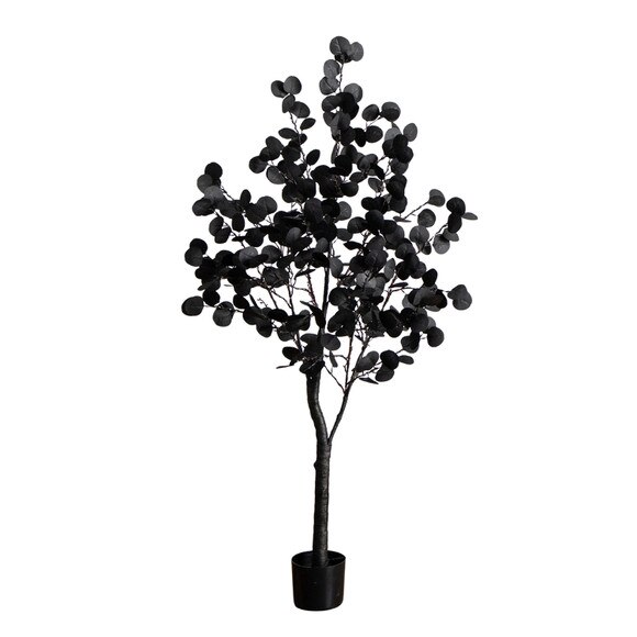 5-ft Pre-Lit Artificial Halloween Black Eucalyptus Tree with 220 Orange Purple LED Lights - SKU #T5222 - 2