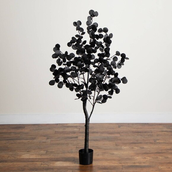 5-ft Pre-Lit Artificial Halloween Black Eucalyptus Tree with 220 Orange Purple LED Lights - SKU #T5222 - 13