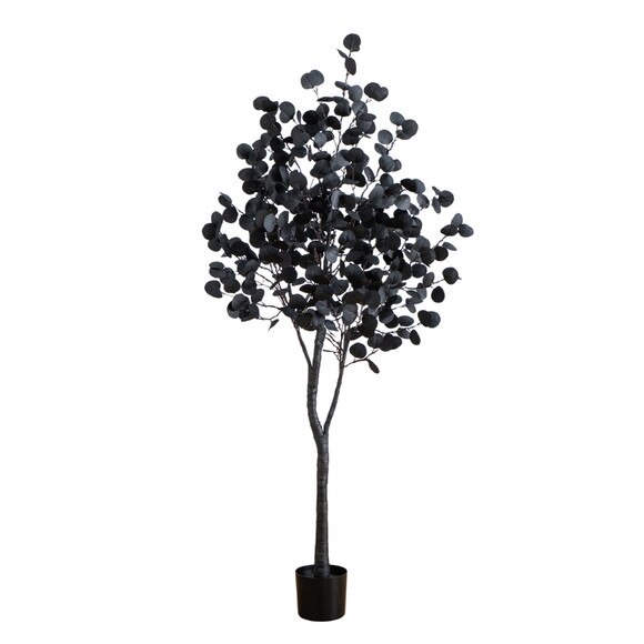 6-ft Pre-Lit Artificial Halloween Black Eucalyptus Tree with 300 Orange Purple LED Lights - SKU #T5223 - 5