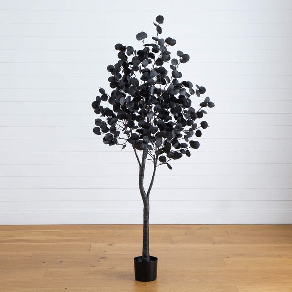 6-ft Pre-Lit Artificial Halloween Black Eucalyptus Tree with 300 Orange Purple LED Lights - SKU #T5223 - 15