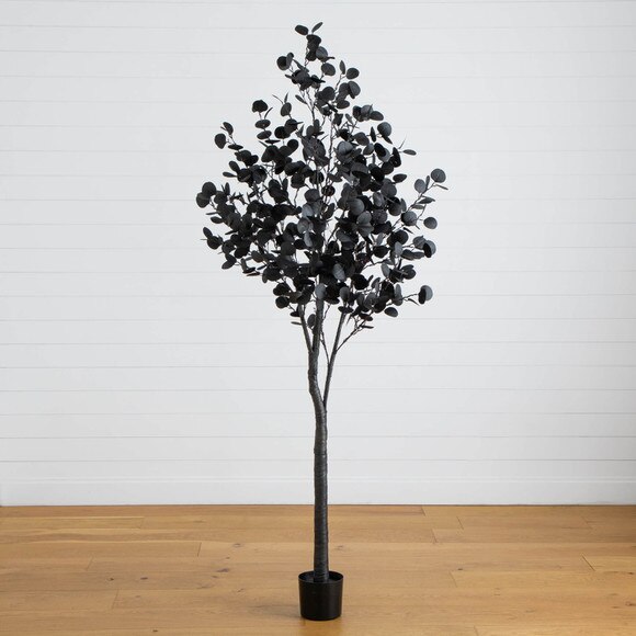 7-ft Pre-Lit Artificial Halloween Black Eucalyptus Tree with 420 Orange Purple LED Lights - SKU #T5224 - 14