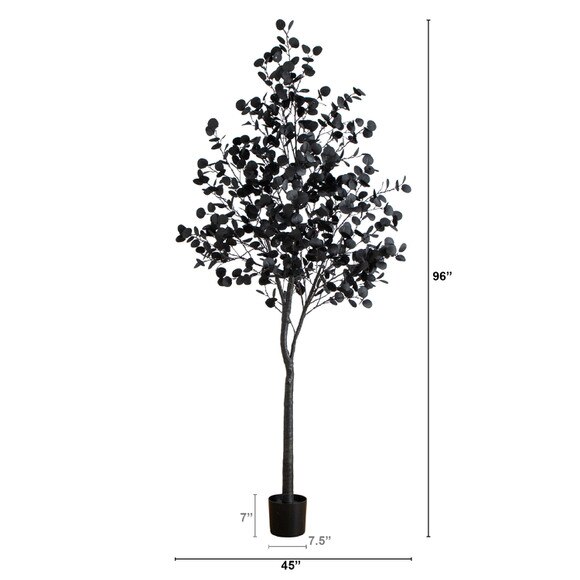 8-ft Pre-Lit Artificial Halloween Black Eucalyptus Tree with 540 Orange Purple LED Lights - SKU #T5225 - 1