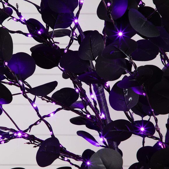 8-ft Pre-Lit Artificial Halloween Black Eucalyptus Tree with 540 Orange Purple LED Lights - SKU #T5225 - 3