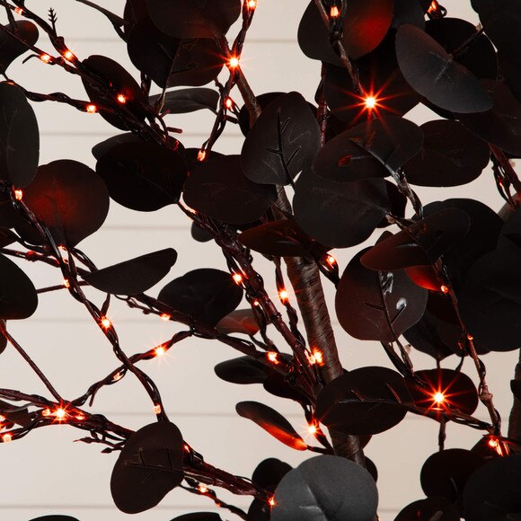 8-ft Pre-Lit Artificial Halloween Black Eucalyptus Tree with 540 Orange Purple LED Lights - SKU #T5225 - 4