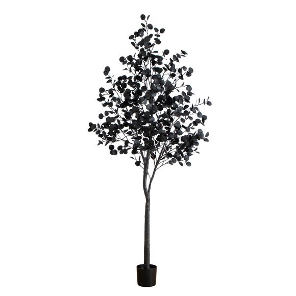 8-ft Pre-Lit Artificial Halloween Black Eucalyptus Tree with 540 Orange Purple LED Lights - SKU #T5225 - 6
