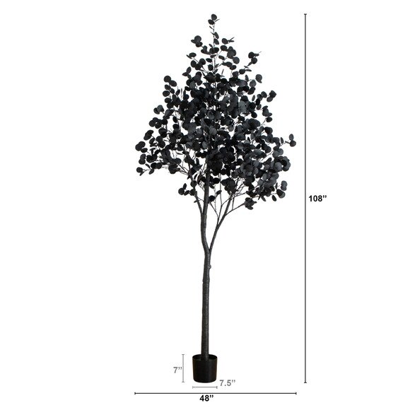 9-ft Pre-Lit Artificial Halloween Black Eucalyptus Tree with 700 Orange Purple LED Lights - SKU #T5226 - 1