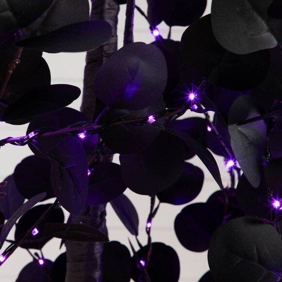 9-ft Pre-Lit Artificial Halloween Black Eucalyptus Tree with 700 Orange Purple LED Lights - SKU #T5226 - 6