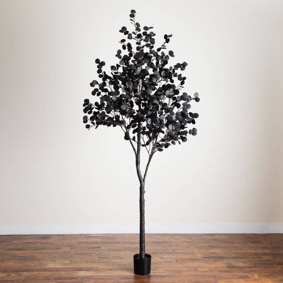 9-ft Pre-Lit Artificial Halloween Black Eucalyptus Tree with 700 Orange Purple LED Lights - SKU #T5226 - 12