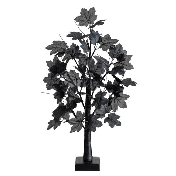 2-ft Pre-Lit Artificial Halloween Black Maple Tree with 24 Orange Purple LED Lights - SKU #T5227