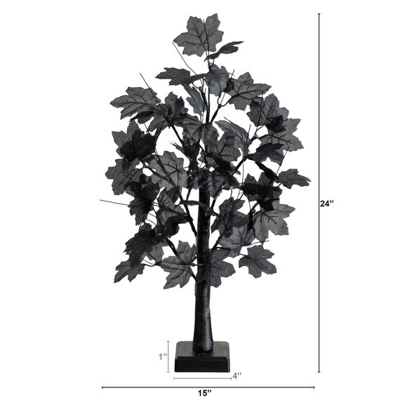 2-ft Pre-Lit Artificial Halloween Black Maple Tree with 24 Orange Purple LED Lights - SKU #T5227 - 1