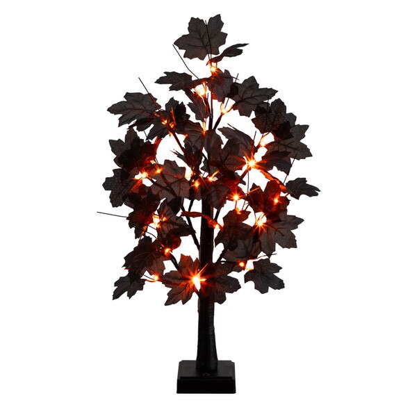 2-ft Pre-Lit Artificial Halloween Black Maple Tree with 24 Orange Purple LED Lights - SKU #T5227 - 3