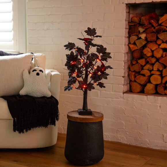 2-ft Pre-Lit Artificial Halloween Black Maple Tree with 24 Orange Purple LED Lights - SKU #T5227 - 7