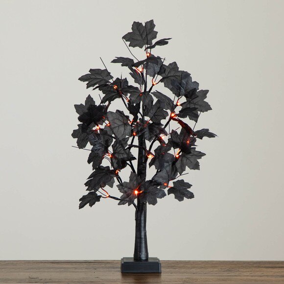 2-ft Pre-Lit Artificial Halloween Black Maple Tree with 24 Orange Purple LED Lights - SKU #T5227 - 9