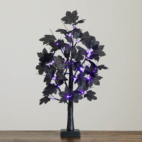 2-ft Pre-Lit Artificial Halloween Black Maple Tree with 24 Orange Purple LED Lights - SKU #T5227 - 10