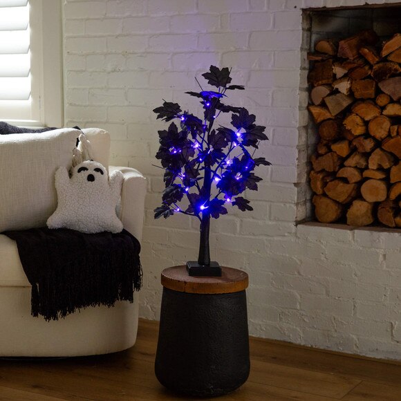 2-ft Pre-Lit Artificial Halloween Black Maple Tree with 24 Orange Purple LED Lights - SKU #T5227 - 11