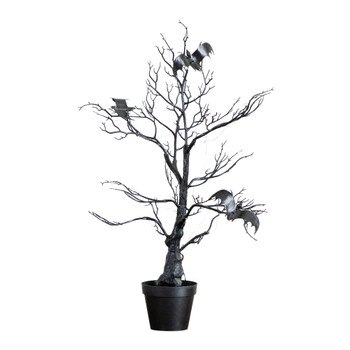 2-ft Pre-Lit Artificial Halloween Black Spooky Twig Tree with Bats and 40 Orange Purple LED Lights - SKU #T5230