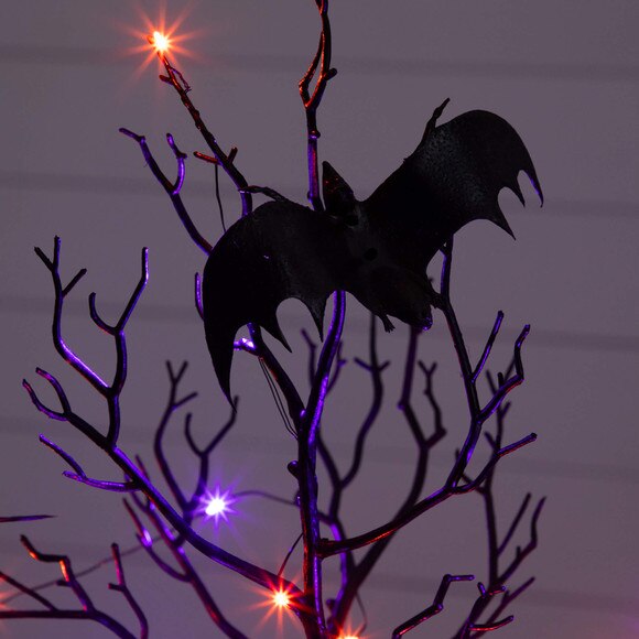 2-ft Pre-Lit Artificial Halloween Black Spooky Twig Tree with Bats and 40 Orange Purple LED Lights - SKU #T5230 - 3