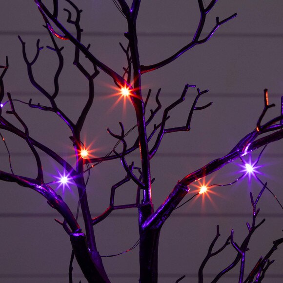 2-ft Pre-Lit Artificial Halloween Black Spooky Twig Tree with Bats and 40 Orange Purple LED Lights - SKU #T5230 - 4