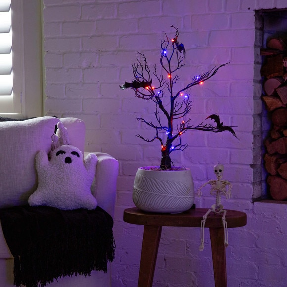 2-ft Pre-Lit Artificial Halloween Black Spooky Twig Tree with Bats and 40 Orange Purple LED Lights - SKU #T5230 - 6