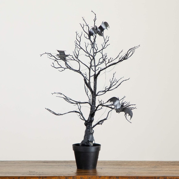 2-ft Pre-Lit Artificial Halloween Black Spooky Twig Tree with Bats and 40 Orange Purple LED Lights - SKU #T5230 - 7