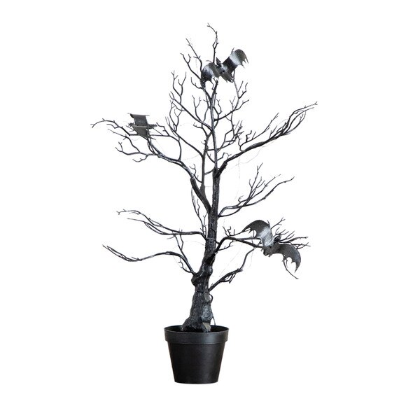 2-ft Pre-Lit Artificial Halloween Black Spooky Twig Tree with Bats and 40 Orange Purple LED Lights - SKU #T5230 - 9