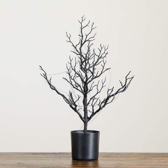 2-ft Pre-Lit Artificial Halloween Black Spooky Twig Tree with 60 Orange Purple Copper Wire String LED Lights - SKU #T5233 - 7