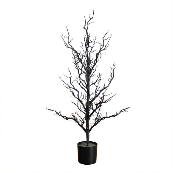 3-ft Pre-Lit Artificial Halloween Black Spooky Twig Tree with 100 Orange Purple Copper Wire String LED Lights - SKU #T5234 - 2