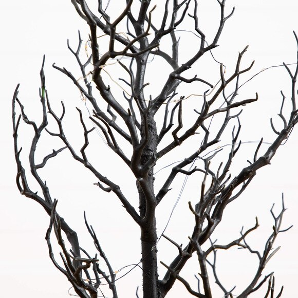 3-ft Pre-Lit Artificial Halloween Black Spooky Twig Tree with 100 Orange Purple Copper Wire String LED Lights - SKU #T5234 - 3