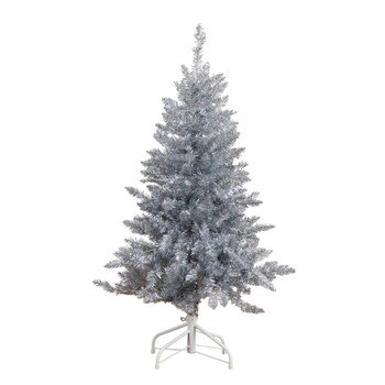 4-ft Artificial Silver Christmas Tree with 130 Cool White LED Lights - SKU #T5238
