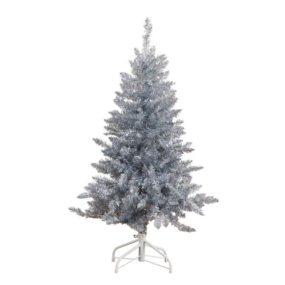 4-ft Artificial Silver Christmas Tree with 130 Cool White LED Lights - SKU #T5238