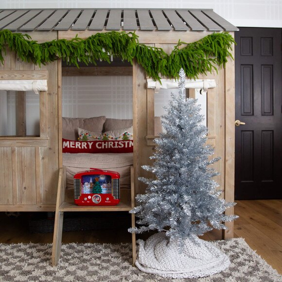 4-ft Artificial Silver Christmas Tree with 130 Cool White LED Lights - SKU #T5238 - 5