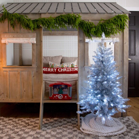 4-ft Artificial Silver Christmas Tree with 130 Cool White LED Lights - SKU #T5238 - 6