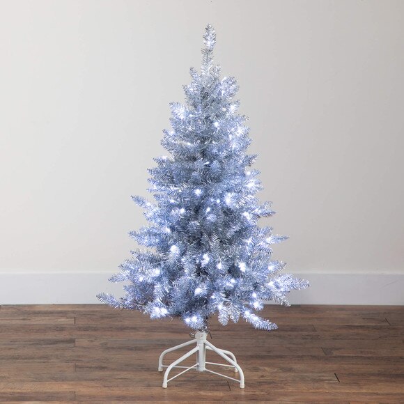 4-ft Artificial Silver Christmas Tree with 130 Cool White LED Lights - SKU #T5238 - 9