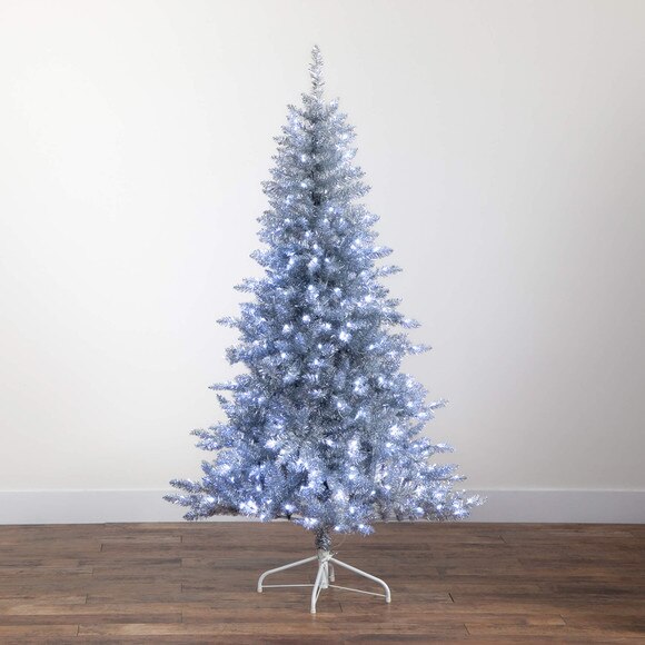 6-ft Artificial Silver Christmas Tree with 300 Cool White LED Lights - SKU #T5239 - 7
