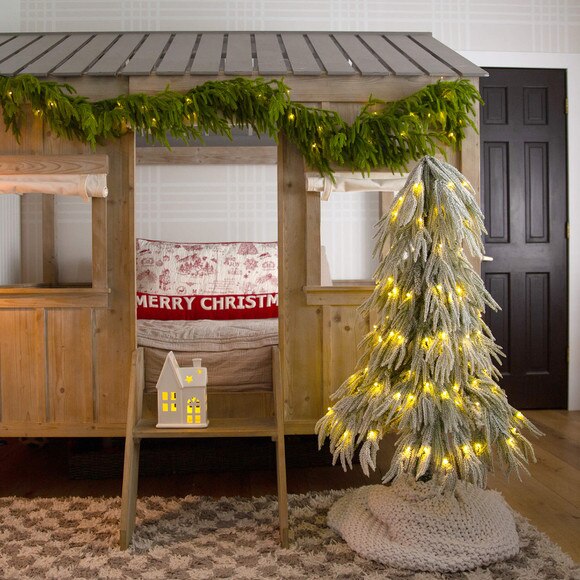 4-ft Flocked Down Swept Artificial Christmas Tree with 110 LED Lights - SKU #T5240 - 6