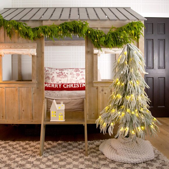 4-ft Flocked Down Swept Artificial Christmas Tree with 110 LED Lights - SKU #T5240 - 7