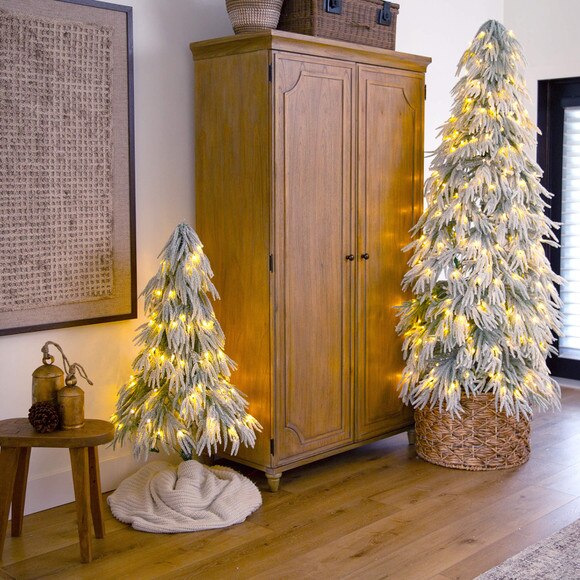 4-ft Flocked Down Swept Artificial Christmas Tree with 110 LED Lights - SKU #T5240 - 8