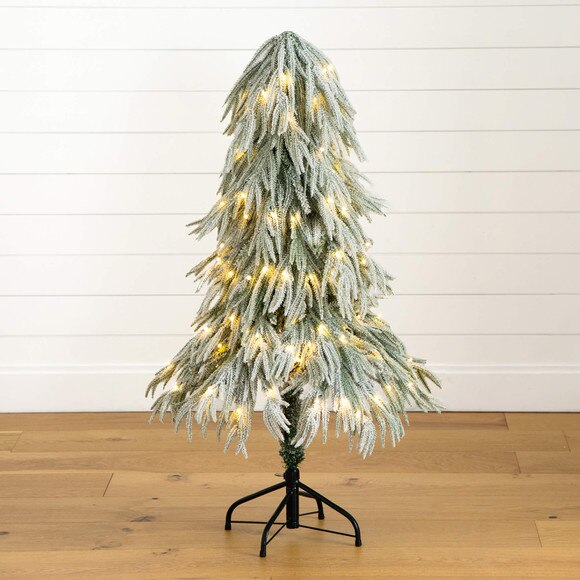 4-ft Flocked Down Swept Artificial Christmas Tree with 110 LED Lights - SKU #T5240 - 9