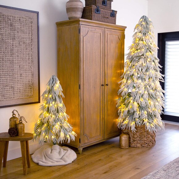 4-ft Flocked Down Swept Artificial Christmas Tree with 110 LED Lights - SKU #T5240 - 12