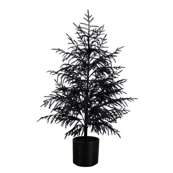 4-ft Artificial Halloween Real Touch Black Norfolk Pine Christmas Tree with Natural Look - SKU #T5242
