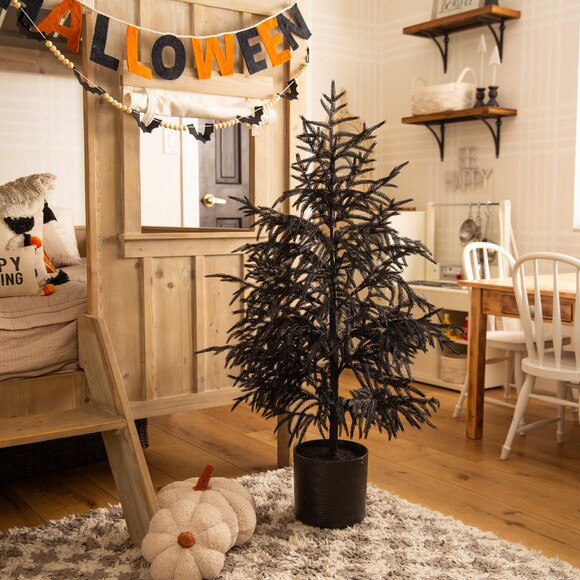 4-ft Artificial Halloween Real Touch Black Norfolk Pine Christmas Tree with Natural Look - SKU #T5242 - 4