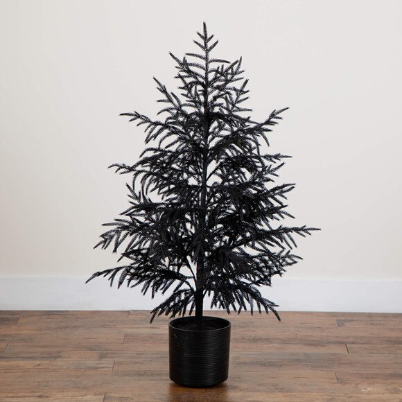 4-ft Artificial Halloween Real Touch Black Norfolk Pine Christmas Tree with Natural Look - SKU #T5242 - 5