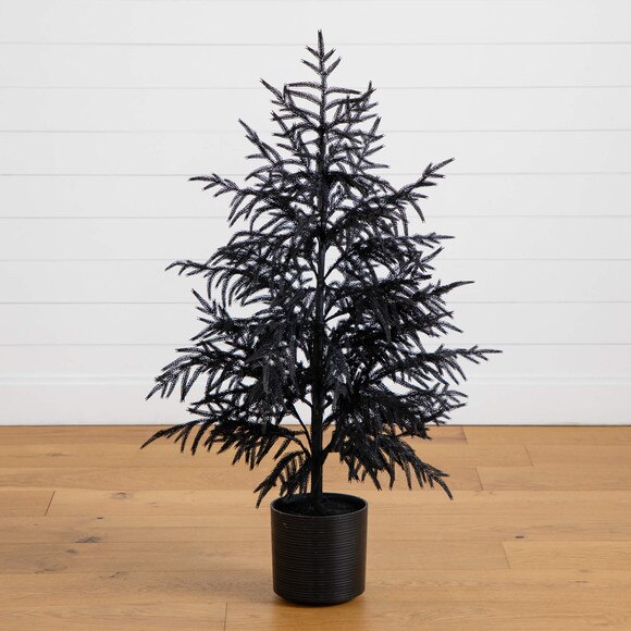 4-ft Artificial Halloween Real Touch Black Norfolk Pine Christmas Tree with Natural Look - SKU #T5242 - 6